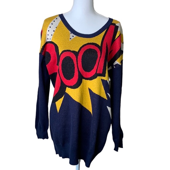 3.1 Phillip Lim for Target Sweaters - 3.1 Phillip Lim for Target Oversized Navy "Boom" Novelty Sweater Size S/P